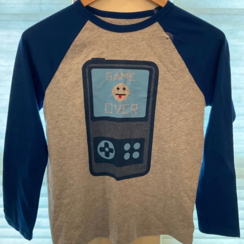 GAP KIDS NWT GAME OVER Controller Baseball Raglan Long Sleeve Shirt M